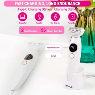 5-in-1 elektrisch damesrasoir - Pijnloos nat/droog scheren voor bikinilijn, oksels en benen - IPX7 waterproof
