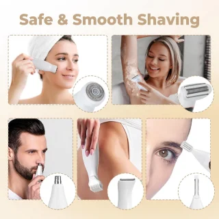5-in-1 intieme trimmer voor dames met USB-oplaadstation, elektrisch scheerapparaat voor gezicht, armen, benen, oksels en bikinilijn, waterdicht elektrisch scheerapparaat voor dames