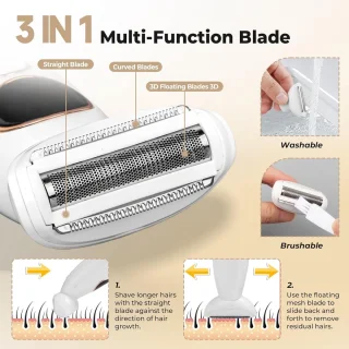 5-in-1 intieme trimmer voor dames met USB-oplaadstation, elektrisch scheerapparaat voor gezicht, armen, benen, oksels en bikinilijn, waterdicht elektrisch scheerapparaat voor dames