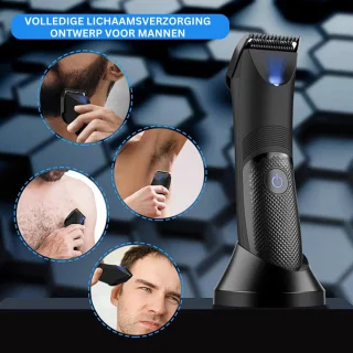 Elektrische Body Hair Trimmer - Voor Heren - Oplaadbaar - Lies Hair Trimmer - Bal Scheerapparaat - Groomer - Vervangbare Keramische Bladkoppen - Waterbestendig - Incl Cadeaudoos