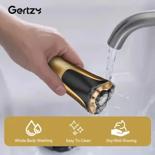 2in1 Gertzy Scheerapparaat - Digitale 3koppen Body Shaver + Precisie/Baardtrimmer - Usb-Oplaadbare 2in1 Shaver - Perfecte Reiseditie + Reisslot - Ultieme Lichaamshaar Verzorging - Goud