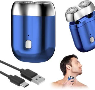 Gloednieuwe mini-elektrische scheermachine, draagbare magnetische elektrische scheermachine Geschikt voor mannen, dubbele kop, USB-oplaadbaar, waterdicht, compact, nat en droog, Geschikt voor op reis en thuis