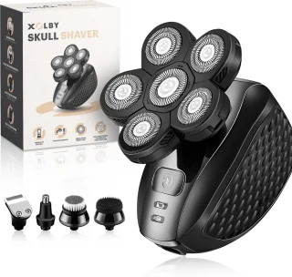 Xolby® 5 in-1 Multifunctionele 6D Scheerapparaat, Mannen + Extra Scheerkop - Gezicht en Hoofd Trimmer - Skull Shaver - Nat & Droog Shaver - Face en Head Shaver – Hoofd Kaal