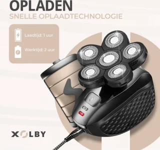 Xolby® 5 in-1 Multifunctionele 6D Scheerapparaat, Mannen + Extra Scheerkop - Gezicht en Hoofd Trimmer - Skull Shaver - Nat & Droog Shaver - Face en Head Shaver – Hoofd Kaal