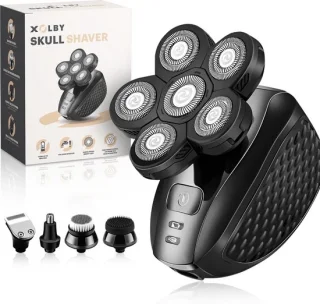 Xolby® 5 in-1 Multifunctionele 6D Scheerapparaat, Mannen + Extra Scheerkop - Gezicht en Hoofd Trimmer - Skull Shaver - Nat & Droog Shaver - Face en Head Shaver – Hoofd Kaal