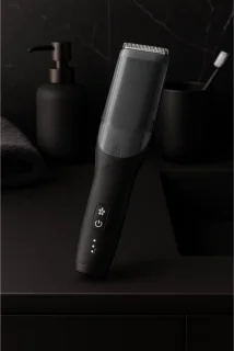 Nuvado Vacuüm Tondeuse Hoofdhaar- Zwart- Trimmer- sterke motor - Ingebouwde afzuiging voor snor - Baard - Gezichtshaar- Precisie -Trimmer- Waterdicht - Lange batterij duur - Schoonmaken onder de douche