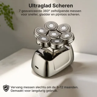 Carewat Glad Pro - Scheerapparaat Mannen - Elektrisch 6-in-1 - Hoofd & Gezicht - Nat & Droog - Trimmer & Tondeuse - Draadloos Opladen