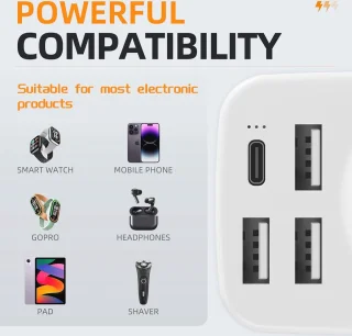 Reisadapter met 2 USB-poorten 2.4A voor Engeland en Duitsland - Universele stopcontactadapter voor Ierland en Groot-Brittannië
