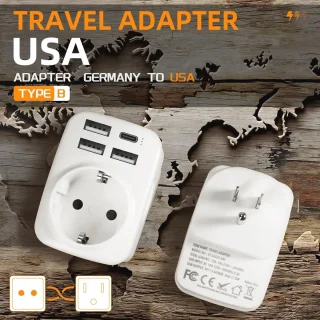 Reisadapter met 2 USB-poorten 2.4A voor Engeland en Duitsland - Universele stopcontactadapter voor Ierland en Groot-Brittannië