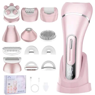 7-in-1 dames scheerapparaat en lichaamstrimmer, waterdicht voor intieme zones, bikini en meer