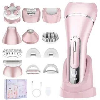 7-in-1 dames scheerapparaat en lichaamstrimmer, waterdicht voor intieme zones, bikini en meer