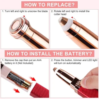 Wenkbrauwshaper voor dames, wenkbrauwtrimmer voor het gezicht, 2-in-1 oplaadbaar elektrisch scheerapparaat voor gezicht en wenkbrauwen, wenkbrauwtrimmer (goud)