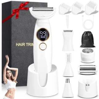 5-in-1 Elektrisch Scheerapparaat voor Dames - Intieme Trimmer en Tondeuse voor Lichaam, Oksels, Bikini, Wenkbrauwen en Neus