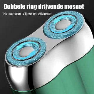 QTTVBTNA - Mini scheerapparaat - 2-Kop magnetisch Scheerapparaat - USB Oplaadbare - Lichtgewicht en Comfortabel - Draagbaar scheerapparaat voor mannen - 7 x 5.3 x 2.5cm - Groen - 1 stuk