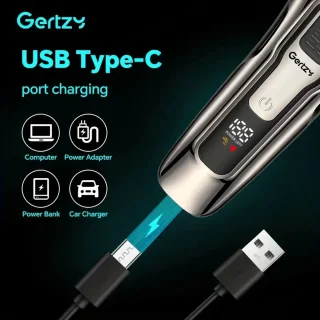 2in1 Gertzy Scheerapparaat - Digitale Full Body Shaver + Precisie/Baardtrimmer - Usb-Oplaadbare 2in1 Shaver - Perfecte Reiseditie - Ultieme Lichaamshaar Verzorging voor Dames en Heren - Kleur: Zilver