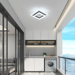 Moderne LED Plafondlamp 24W Zwart Vierkant voor Badkamer en Woonruimte