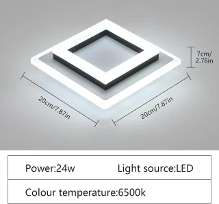 Moderne LED Plafondlamp 24W Zwart Vierkant voor Badkamer en Woonruimte