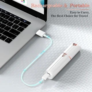 Gezichtsscheerapparaat voor vrouwen, USB-oplaadbaar, gezichtsepilator voor vrouwen, zacht en pijnloos, elektrisch scheerapparaat, vlekkeloze gezichtsontharing voor wangen, kin en armen (elegant, wit)