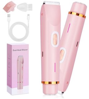 De Elektrisch 2-in-1 Scheerapparaat voor Vrouwen - Dubbele Kop voor Gezicht, Lippen, Onderarmen, Benen, Oksels en Bikini - USB-oplaadbaar, Waterproof en Geschikt voor Nat en Droog Gebruik in één oogopslag
