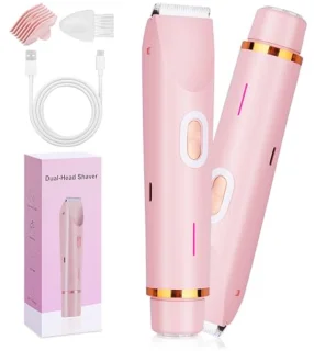 Elektrisch 2-in-1 Scheerapparaat voor Vrouwen - Dubbele Kop voor Gezicht, Lippen, Onderarmen, Benen, Oksels en Bikini - USB-oplaadbaar, Waterproof en Geschikt voor Nat en Droog Gebruik