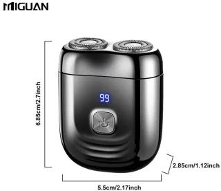 Digitale Miguan 2-Blade Scheerapparaat - Usb Oplaadbare 2-Kop Body Shaver + Baard/Precisietrimmer - Digitale Batterij Indicator - Perfecte Lichaamshaar Verzorging voor Dames en Heren - Kleur: Grijs