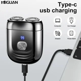Digitale Miguan 2-Blade Scheerapparaat - Usb Oplaadbare 2-Kop Body Shaver + Baard/Precisietrimmer - Digitale Batterij Indicator - Perfecte Lichaamshaar Verzorging voor Dames en Heren - Kleur: Grijs