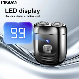 Digitale Miguan 2-Blade Scheerapparaat - Usb Oplaadbare 2-Kop Body Shaver + Baard/Precisietrimmer - Digitale Batterij Indicator - Perfecte Lichaamshaar Verzorging voor Dames en Heren - Kleur: Grijs