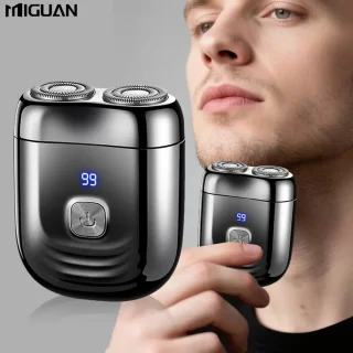 Digitale Miguan 2-Blade Scheerapparaat - Usb Oplaadbare 2-Kop Body Shaver + Baard/Precisietrimmer - Digitale Batterij Indicator - Perfecte Lichaamshaar Verzorging voor Dames en Heren - Kleur: Grijs