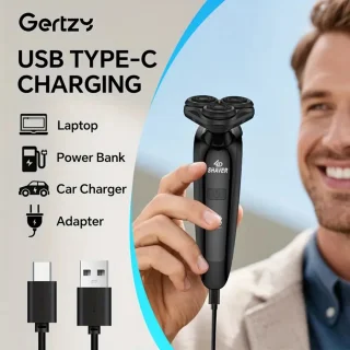 3koppen Gertzy Scheerapparaat - Usb Oplaadbare 4d Body Shaver + Baardtrimmer - Voor een complete en perfecte Lichaamshaar verzorging - Unisex - Kleur: Zwart