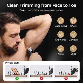 Draadloze Elektrische Body Shaver voor Mannen - Waterdichte Schaamhaar Trimmer met Vervangbare Kammen