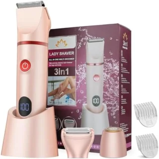 3-in-1 Elektrisch Scheerapparaat voor Dames - Multifunctionele Body Trimmer met IPX7 Waterdicht Ontwerp - Roze Vrouwelijke Scheerapparaat voor Gezicht, Lichaam en Bikini Gebieden