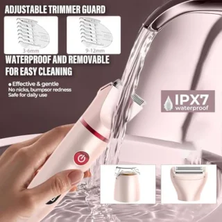 3-in-1 Elektrisch Scheerapparaat voor Dames - Multifunctionele Body Trimmer met IPX7 Waterdicht Ontwerp - Roze Vrouwelijke Scheerapparaat voor Gezicht, Lichaam en Bikini Gebieden