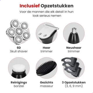 Scheerapparaat mannen - 6D - Neustrimmer - Tondeuse - Baardtrimmer - Bodygroomer - Trimmer - Draadloos - Waterproof