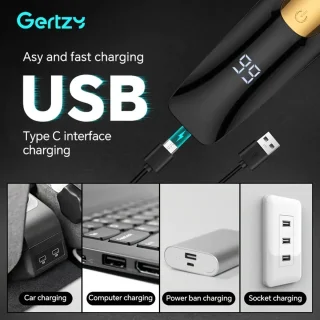 2in1 Gertzy Scheerapparaat - Digitale 3koppen Body Shaver + Precisie/Baardtrimmer - Usb-Oplaadbare 2in1 Shaver - Perfecte Reiseditie + Reisslot - Ultieme Lichaamshaar Verzorging - Zwart, Goud