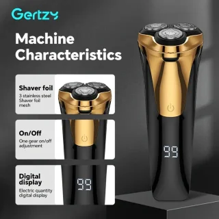 2in1 Gertzy Scheerapparaat - Digitale 3koppen Body Shaver + Precisie/Baardtrimmer - Usb-Oplaadbare 2in1 Shaver - Perfecte Reiseditie + Reisslot - Ultieme Lichaamshaar Verzorging - Zwart, Goud