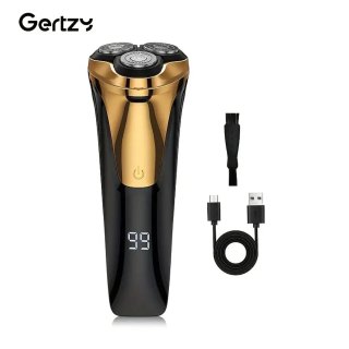 De 2in1 Gertzy Scheerapparaat - Digitale 3koppen Body Shaver + Precisie/Baardtrimmer - Usb-Oplaadbare 2in1 Shaver - Perfecte Reiseditie + Reisslot - Ultieme Lichaamshaar Verzorging - Zwart, Goud in één oogopslag