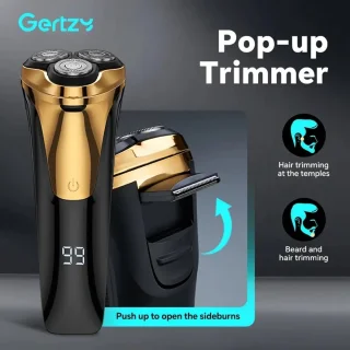 2in1 Gertzy Scheerapparaat - Digitale 3koppen Body Shaver + Precisie/Baardtrimmer - Usb-Oplaadbare 2in1 Shaver - Perfecte Reiseditie + Reisslot - Ultieme Lichaamshaar Verzorging - Zwart, Goud