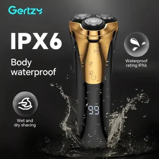 2in1 Gertzy Scheerapparaat - Digitale 3koppen Body Shaver + Precisie/Baardtrimmer - Usb-Oplaadbare 2in1 Shaver - Perfecte Reiseditie + Reisslot - Ultieme Lichaamshaar Verzorging - Zwart, Goud