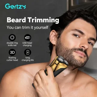 2in1 Gertzy Scheerapparaat - Digitale 3koppen Body Shaver + Precisie/Baardtrimmer - Usb-Oplaadbare 2in1 Shaver - Perfecte Reiseditie + Reisslot - Ultieme Lichaamshaar Verzorging - Zwart, Goud