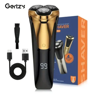 2in1 Gertzy Scheerapparaat - Digitale 3koppen Body Shaver + Precisie/Baardtrimmer - Usb-Oplaadbare 2in1 Shaver - Perfecte Reiseditie + Reisslot - Ultieme Lichaamshaar Verzorging - Zwart, Goud