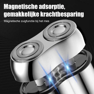 QTTVBTNA - Mini scheerapparaat - 2-Kop magnetisch Scheerapparaat - USB Oplaadbare - Lichtgewicht en Comfortabel - Draagbaar scheerapparaat voor mannen - 7 x 5.3 x 2.5cm - Zilver - 1 stuk