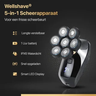 5-in-1 Scheerapparaat voor Mannen - Gezichts- en Hoofdtrimmer, Neustrimmer, Nat en Droog Shaver