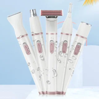 5-in-1 Dames Elektrisch Scheerapparaat - Neushaar Wenkbrauw Gezicht Benen Onderarmen - USB Oplaadbaar
