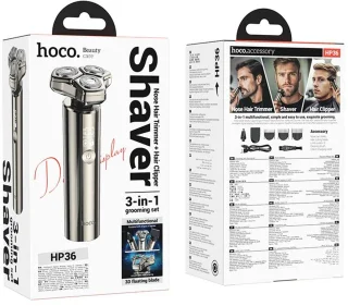 Hoco 3-in-1 Scheerapparaat - Waterbestendig (IPX6) - Trimmer - Neushaartrimmer