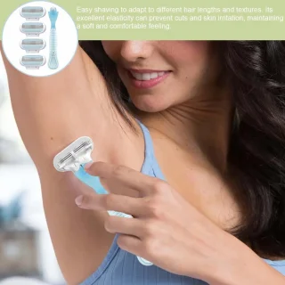 Het scheermes voor vrouwen wordt geleverd met 4 vervangende mesjes, inclusief het handvat. Het is een ideale keuze voor intieme scheermessen en bikinilijnscheermessen voor vrouwen, en helpt de huid te beschermen tegen irritatie.