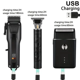 tondeus - baardtrimmer - 3-delige professionele haar- en baardverzorgingsset voor heren - Draadloze trimmers met LED-display, precisie-trimmer-set, USB-oplaadbare, voor thuis, perfecte mannencadeau