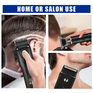 tondeus - baardtrimmer - 3-delige professionele haar- en baardverzorgingsset voor heren - Draadloze trimmers met LED-display, precisie-trimmer-set, USB-oplaadbare, voor thuis, perfecte mannencadeau
