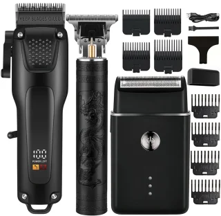 tondeus - baardtrimmer - 3-delige professionele haar- en baardverzorgingsset voor heren - Draadloze trimmers met LED-display, precisie-trimmer-set, USB-oplaadbare, voor thuis, perfecte mannencadeau