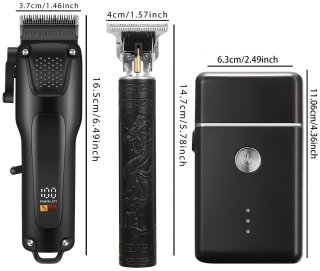 Wat vinden we goed aan de tondeus - baardtrimmer - 3-delige professionele haar- en baardverzorgingsset voor heren - Draadloze trimmers met LED-display, precisie-trimmer-set, USB-oplaadbare, voor thuis, perfecte mannencadeau