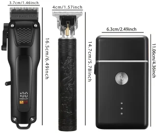 tondeus - baardtrimmer - 3-delige professionele haar- en baardverzorgingsset voor heren - Draadloze trimmers met LED-display, precisie-trimmer-set, USB-oplaadbare, voor thuis, perfecte mannencadeau
